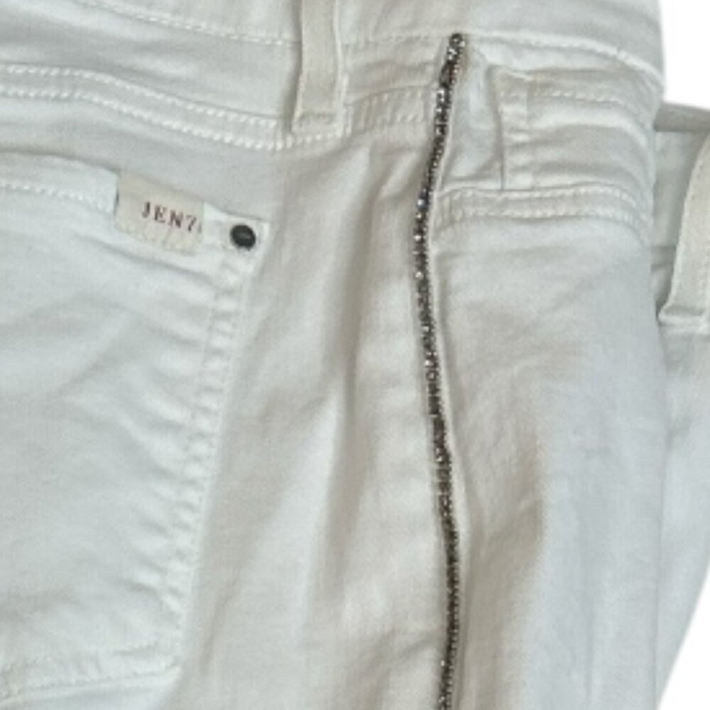 Jen7 by 7 for All Mankind White Side Bling Ankle Skinny Stretchy Jeans Size 6 - Picture 4 of 14